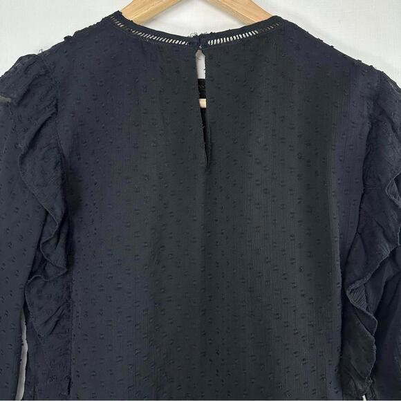 Zara Dotted Mesh Beaded Floral Embroidered Mini Dress with Ruffle - Picture 5 of 6